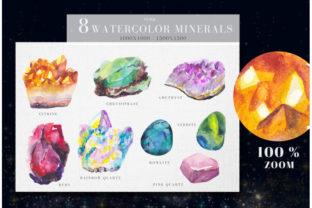 8 Watercolor Minerals Illustrations: A Designer's Gemstone Toolkit
