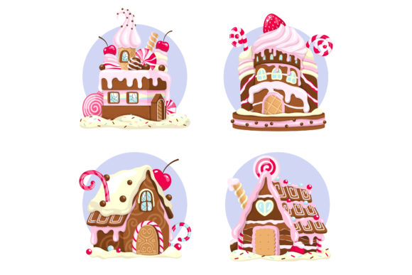 Candy Houses Set: Sweet Illustrations for Your Brand