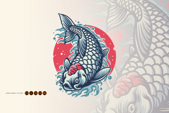 Dynamic Koi Fish Japan Logo Mascot Illustrations