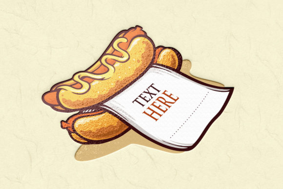 Hot Dog Logo with Paper Illustrations: A Playful Design Asset