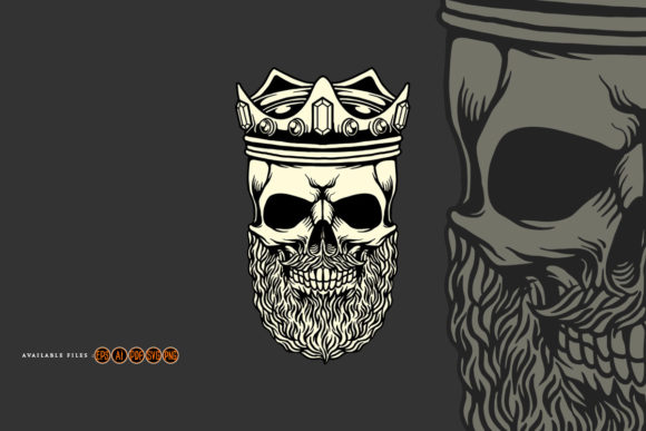 King Skull Barber Mascot: Edgy Vector Art for Bold Designs