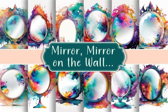 Magical Mirror Watercolor Illustrations: Elevate Your Creative Projects