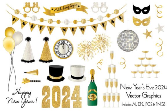 New Year's Eve 2024 Vector Illustrations for Your Projects