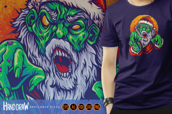 Santa Claus Scream Zombie Illustrations for Creative Projects