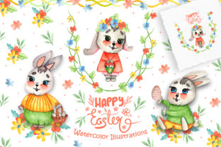 Watercolor Easter Bunnies Illustrations: A Designer's Toolkit