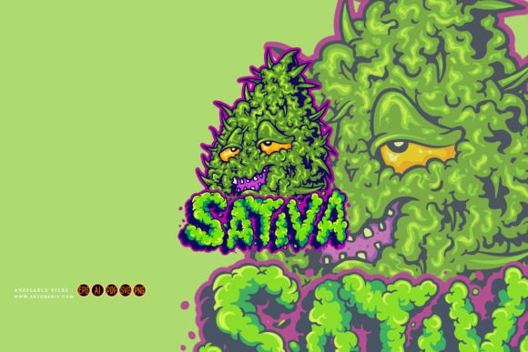 Weed Leaf Sativa Text Illustrations: A Designer's Guide to Botanical Branding