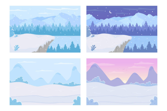Winter Day and Night Land Illustrations: A Designer's Guide